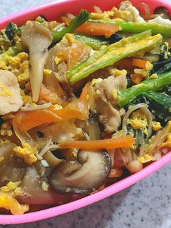 たっぷりきのことササミの卵とじ丼-レシピのメイン写真