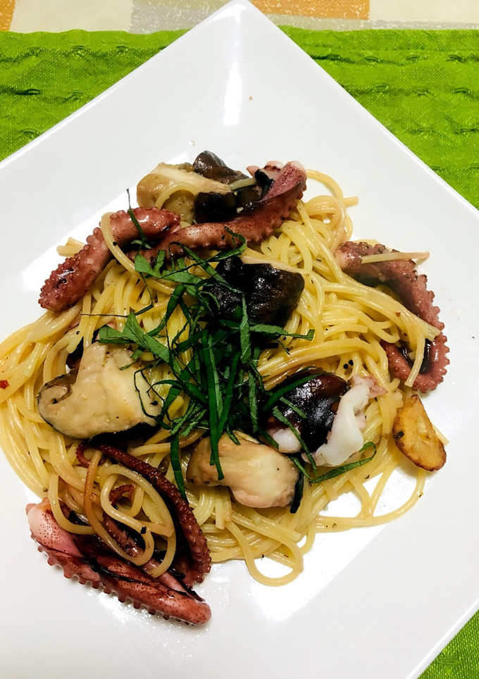 タコとしいたけの和風パスタ-レシピのメイン写真