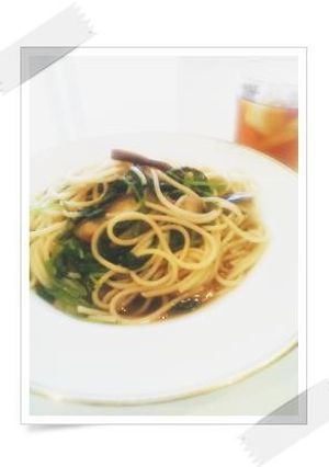 サラダほうれん草とナスのスープパスタ-レシピのメイン写真