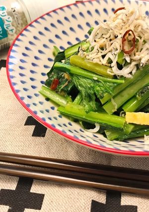 ５分で☆小松菜と油揚げのペペロンチーノ風-レシピのメイン写真