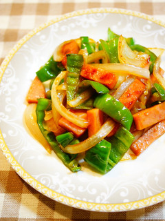 レモン風味☆厚切りハムと野菜のソース炒め-レシピのメイン写真