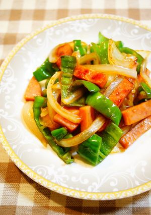 レモン風味☆厚切りハムと野菜のソース炒め-レシピのメイン写真