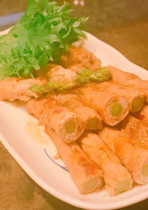 アスパラの甘辛豚肉巻き 豆板醤ソース-レシピのメイン写真