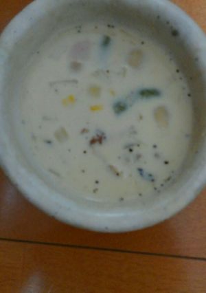 スナップえんどうとコーンのミルクスープ-レシピのメイン写真
