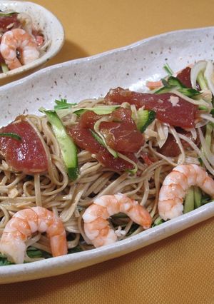 キハダマグロのそばサラダ-レシピのメイン写真