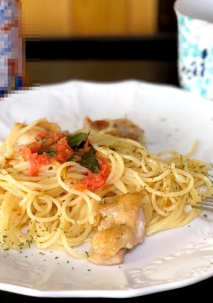 トマトとバジルと鶏肉の紅茶パスタ♪-レシピのメイン写真