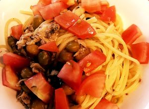鯖缶とひよこ豆缶とトマトのパスタ-レシピのメイン写真