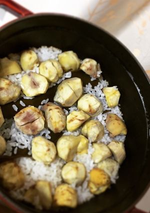 ストウブで昆布だしの栗ごはん-レシピのメイン写真