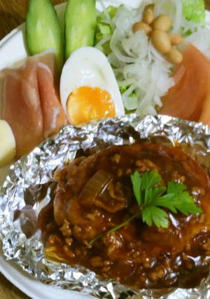 パスタソースでハンバーグ♪-レシピのメイン写真