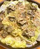鰹節、海苔、胡麻がけ豚肉白菜ミルフィーユ