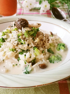 きのことブロッコリーの豆乳リゾット-レシピのメイン写真