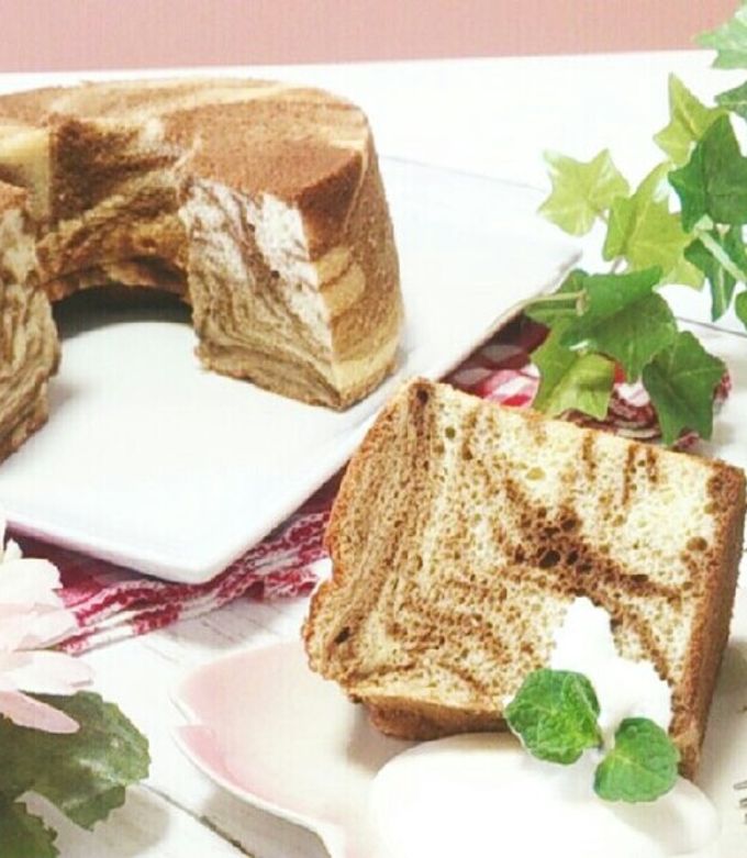 米粉で♪☆珈琲マーブルシフォンケーキ☆-レシピのメイン写真