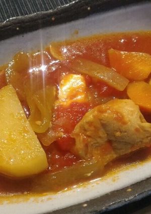 鶏もも肉のトマト煮込み・チーズ入り-レシピのメイン写真