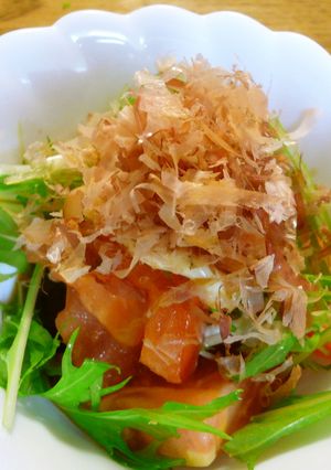 トマトと水菜のポン酢マヨサラダ-レシピのメイン写真