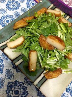 水菜とパクチーとさつま揚げのサラダ♡-レシピのメイン写真