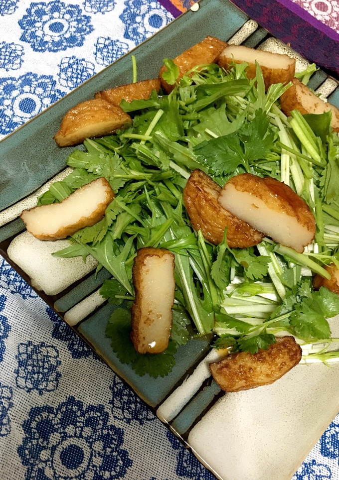 水菜とパクチーとさつま揚げのサラダ♡-レシピのメイン写真