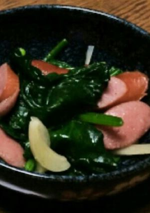 ★あらびきフランクとほうれん草の塩炒め★-レシピのメイン写真
