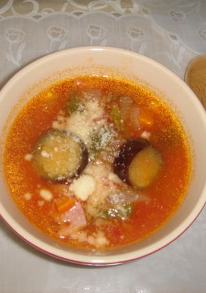 ルクで簡単たっぷりナス野菜のトマトスープ-レシピのメイン写真