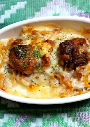 ミートボールパスタのチーズ焼き-レシピのメイン写真