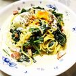 ほうれん草とベーコンのクリームパスタ