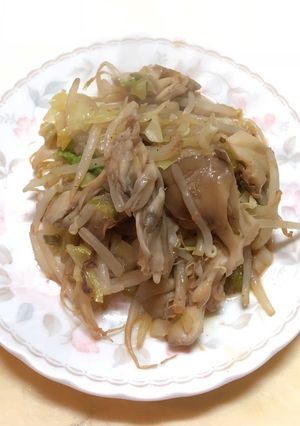 モヤシ・キャベツ・舞茸のお好み焼き風炒め-レシピのメイン写真