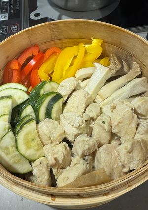 鶏胸肉と夏野菜の生姜西京漬けせいろ蒸し-レシピのメイン写真