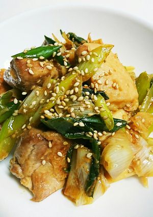 鶏肉あつあげ白ネギの味噌炒め-レシピのメイン写真