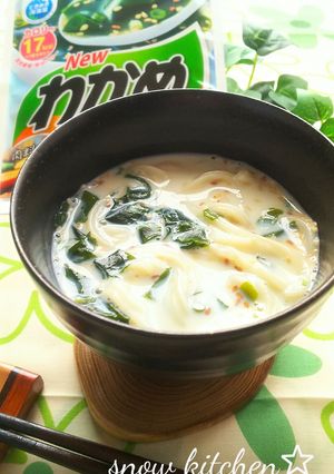 わかめスープで☆まろやか豆乳わかめうどん-レシピのメイン写真