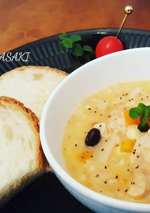 綺麗にならちゃう『丸麦チキンスープ』-レシピのメイン写真