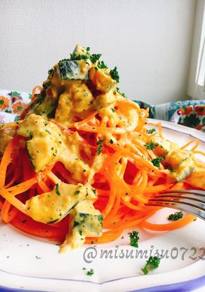 低糖質！ベジヌードルで南瓜クリームパスタ-レシピのメイン写真