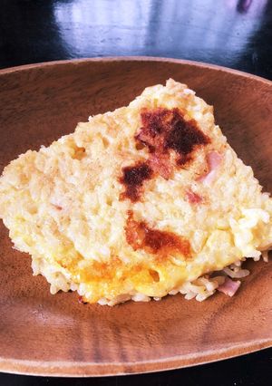 簡単朝ごはん◆カルボナーラご飯お好み焼き-レシピのメイン写真