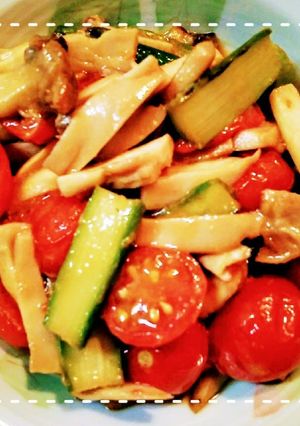 鶏がらで！アスパラとミニトマトのみそ炒め-レシピのメイン写真