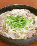 豚肉ともやしのあんかけ焼きうどん