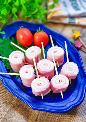お弁当にレンジで簡単！くるくるハムチーズ巻き！-レシピのメイン写真