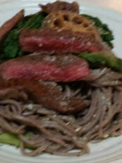 蕎麦パスタ肉のせ(血管ダイエット1185-レシピのメイン写真