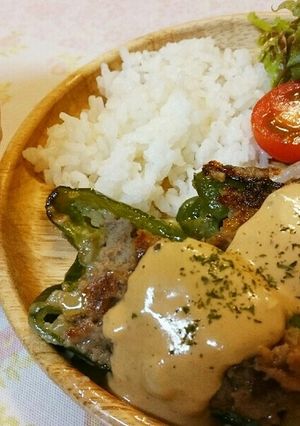 じゃがいもdeかさ増し☆ピーマンの肉詰め-レシピのメイン写真