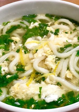 ♡風邪ひきさんに♡柚子卵とじうどん♡-レシピのメイン写真