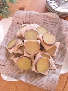 バナナと焼き芋の薄焼き天板ケーキ-レシピのメイン写真