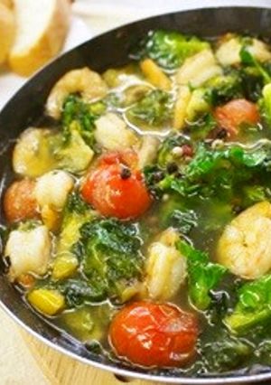 プチヴェールとエビのアヒージョ～秋葉区～-レシピのメイン写真