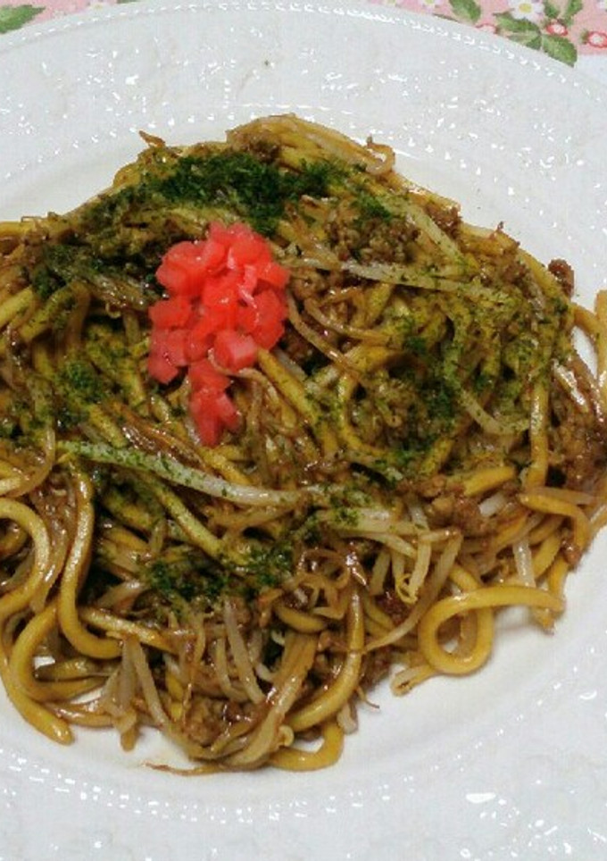 超簡単！ひき肉ともやしのソース焼きそば-レシピのメイン写真