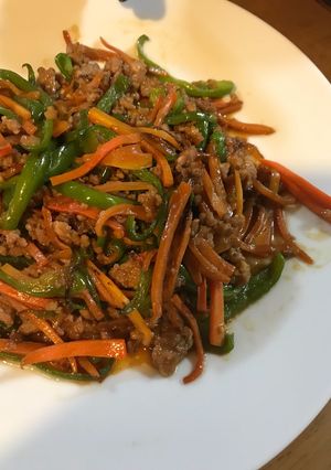 簡単！豚ひき肉で青椒肉絲風炒め-レシピのメイン写真