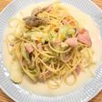 キャベツとハムのクリームパスタ