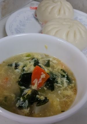 中華まん&わかめ焙煎ごま野菜スープ-レシピのメイン写真