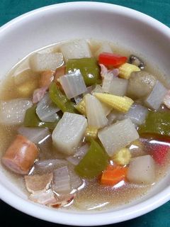 ウインナーと角切り野菜のコンソメスープ煮-レシピのメイン写真