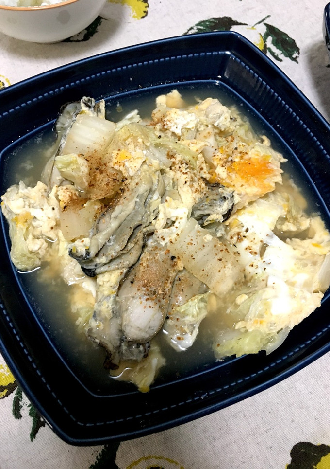 白菜と牡蠣の卵とじ♡-レシピのメイン写真