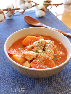 煮込むだけ♪鶏肉と根菜のトマト味噌煮込み-レシピのメイン写真