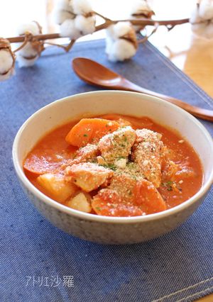 煮込むだけ♪鶏肉と根菜のトマト味噌煮込み-レシピのメイン写真