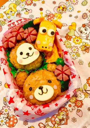 キャラ弁♡動物園に行こう〜サルくまキリン-レシピのメイン写真