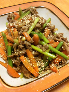 人参にんにくの芽と牛肉のピリ辛ごま油炒め-レシピのメイン写真