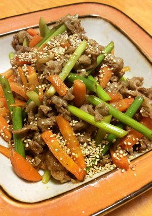 人参にんにくの芽と牛肉のピリ辛ごま油炒め-レシピのメイン写真